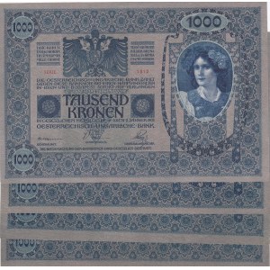 Austria, 1000 Kronen, 1920, AUNC / UNC, p48, (Total 4 banknotes)