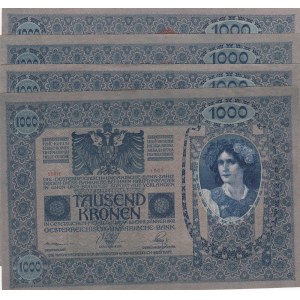 Austria, 1000 Kronen, 1920, AUNC / UNC, p48, (Total 4 banknotes)