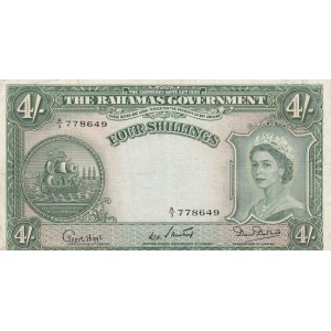 Bahamas, 4 Shillings, 1953, XF, p13b