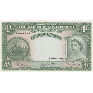 Bahamas, 4 Shillings, 1954, XF- AUNC, p13b