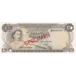 Bahamas, 20 Dollars, 1968, UNC, p31s, SPECIMEN