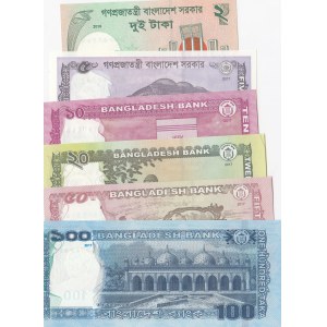 Bangladesh, 2 Taka, 5 Taka, 10 Taka, 20 Taka, 50 Taka and 100 Taka, 2016/2017, UNC, (Total 6 banknotes)
