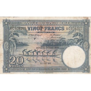 Belgian Congo, 20 Francs, 1948, VF (+), p23