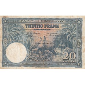 Belgian Congo, 20 Francs, 1948, VF (+), p23