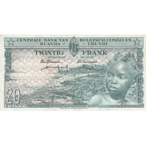 Belgian Congo, 20 Francs, 1957, XF, p31