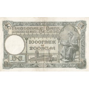 Belgium, 1000 Francs or 200 Belgas, 1938, XF (-), p104