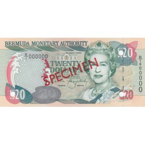 Bermuda, 20 Dollars, 2000, UNC, p53s, SPECIMEN