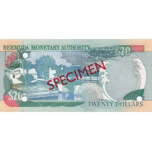 Bermuda, 20 Dollars, 2000, UNC, p53s, SPECIMEN