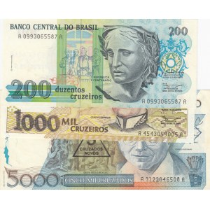 Brasil, 3 Pieces UNC Banknotes