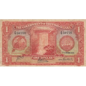 British Guiana, 1 Dollar, 1942, FINE, p12c