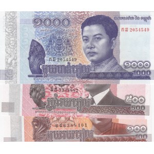 Cambodia, 100 Riels, 500 Riels and 1000 Riels, 2014/2016, UNC, p65/pnew, (Total 3 banknotes)