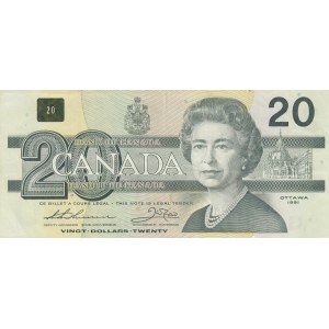 Canada, 20 Dollars, 1991, VF / XF, p58aA