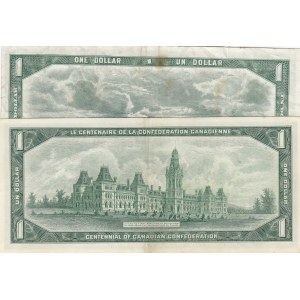 Canada, 1 Dollar, 1954, XF/ VF, p74a/ p74b, (Total 2 Banknotes)