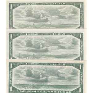 Canada, 1 Dollar, 1954, UNC, p75b, (Total 3 Banknotes)