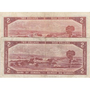 Canada, 2 Dollars, 1954, VF/ FINE, p76a, (Total 2 Banknotes)