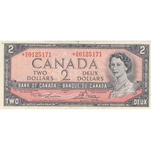 Canada, 2 Dollars, 1954, VF, p76d, REPLACEMENT