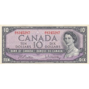 Canada, 10 Dollars, 1954, AUNC, p79b