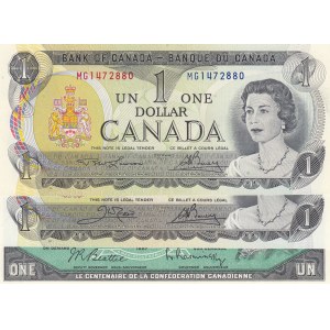 Canada, 1 Dollar (3), 1967/1973, UNC, (Total 3 banknotes)