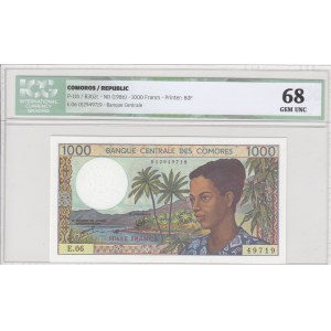 Comoros, 1000 Francs, 1986, UNC, p11b, HIGH CONDITION