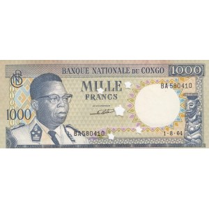 Congo Democratic Republic, 1000 Francs, 1964, UNC, p8a, (CANCELLED)