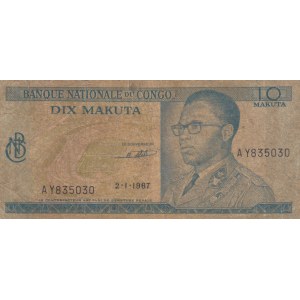Congo Democratic Republic, 10 Makuta, 1967, VF, p9a