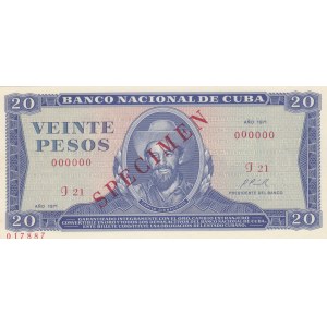 Cuba, 20 Pesos, 1971, UNC, p105a, SPECİMEN