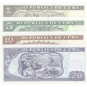 Cuba, 1 Peso, 5 Pesos, 10 Pesos and 20 Pesos, 2011/2014, UNC, (Total 4 banknotes)