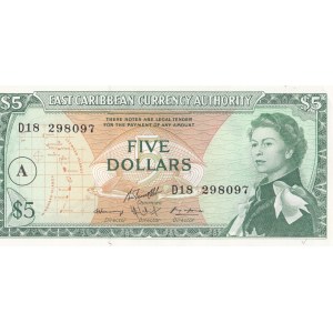 East Caribbean States, 5 Dollars, 1965, UNC, p14h