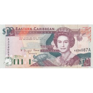 East Caribbean, 20 Dollars, 1993, UNC, p28a, RARE