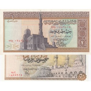 Egypt, 50 Piastres and 1 Pound, 1976/1978, ÇİL ALTI / ÇİL, p43a /p44a, (Total 2 banknotes)
