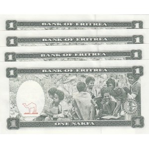 Eritrea, 1 Nakfa, 1997, UNC, p1, (Total 4 consecutive banknotes)