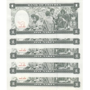 Eritrea, 1 Nakfa, 1997, UNC, p1, (Total 5 banknotes)