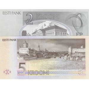 Estonia, 2 Krooni and 5 Krooni, 2006/1994, UNC, p85/p76, (Total 2 banknotes)