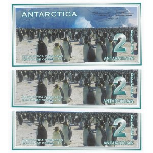 Antarctica, 2 Dollars, 1996, UNC, (Total 3 Banknotes)