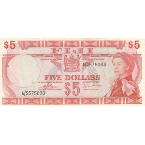 Fiji, 5 Dollars, 1974, AUNC, p73c