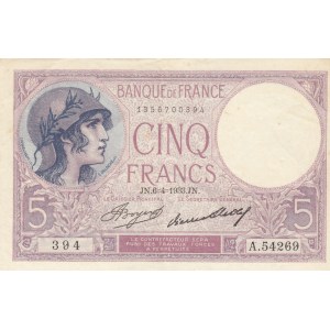 France, 5 Francs, 1933, VF, p72e