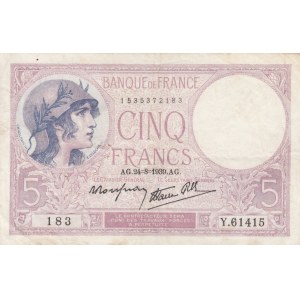 France, 5 Francs, 1939, VF, p83