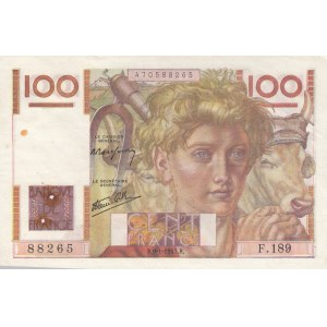 France, 100 Francs, 1947, XF, p128b