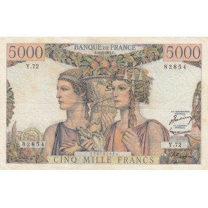France, 5.000 Francs, 1951, XF, p131c