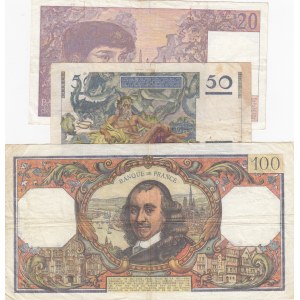 France, 3 Pieces Mixing Condition Banknotes