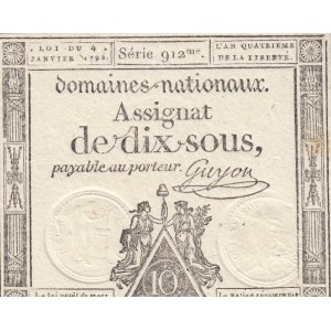 France, Assginat, 10 Sous, 1792, UNC, pA53