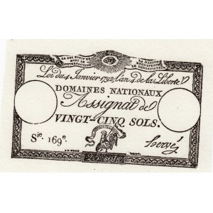 France, Assginat, 25 Sols, 1792, UNC, pA55