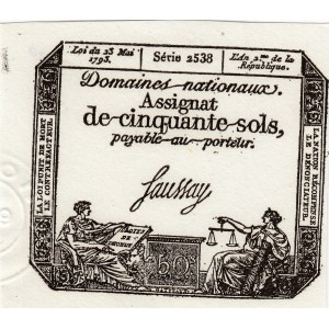 France, Assginat, 50 Sols, 1793, UNC, pA70