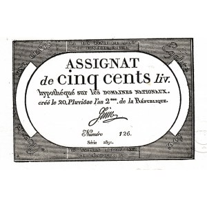 France, Assginat, 500 Livres, 1794, UNC, pA77