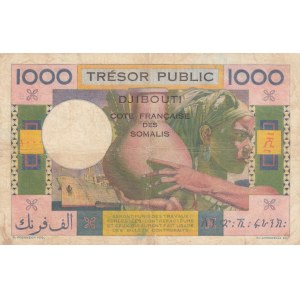 French Somaliland, 1000 Francs, 1952, VF/ XF, p28, RARE