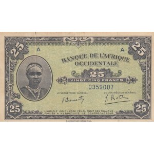 French West Africa, 25 Francs, 1942, FINE, p30a