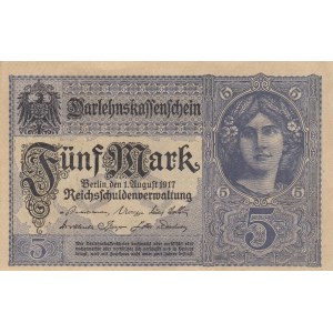 Germany, 5 Mark, 1917, UNC, p56,  BUNDLE