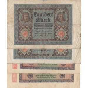 Germany, 100 Mark (2), 20.000 Mark (2), 1920/1923, VF, p69/p85, (Total 4 banknotes)