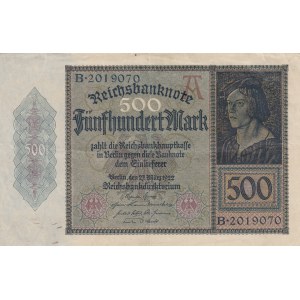 Germany, 500 Mark, 1922, AUNC (-), p73
