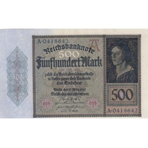 Germany, 500 Mark, 1922, UNC (-), p73